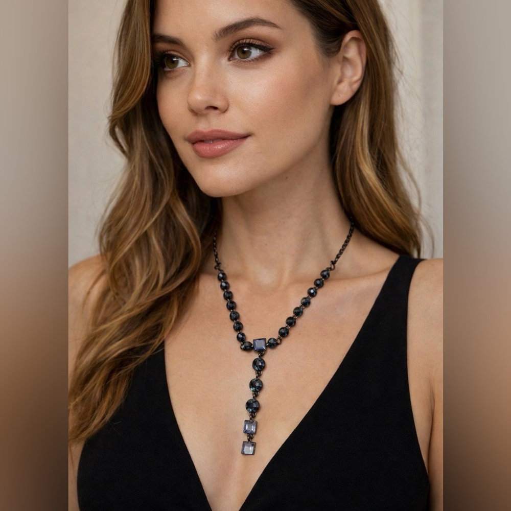 Givenchy Blue and Gunmetal Rare Stamped Necklace - Picture 4 of 10